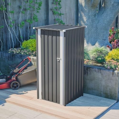 Metal Garden Storage Shed 2.6x2.9ft Waterproof Outdoor Tool & Bin Cabinet Grey