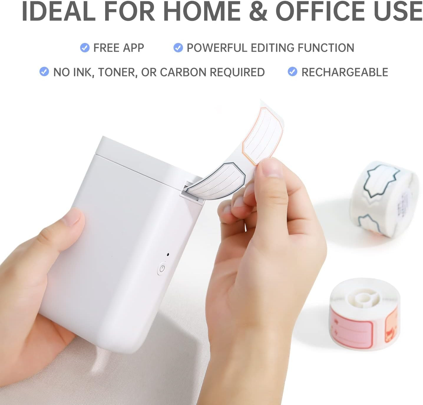 Wireless Thermal Label Maker 0.5-1 Inch Tape White