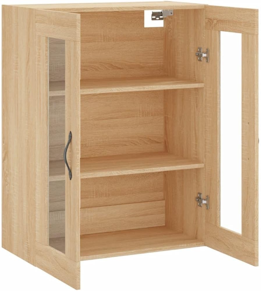 Wall-Mounted Sonoma Oak Storage Cabinet with 3 Doors & Metal Handles