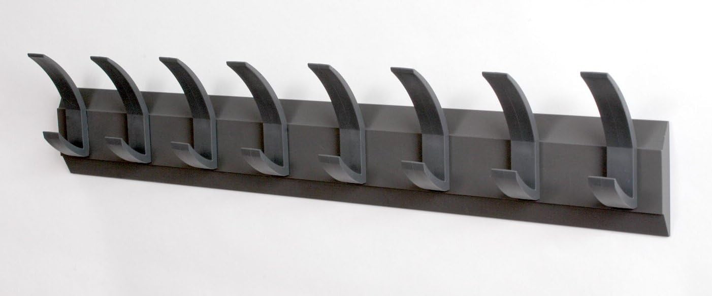 Wall Mounted Coat Rack 8 Hooks | Heavy Duty Graphite Hat & Bag Hanger