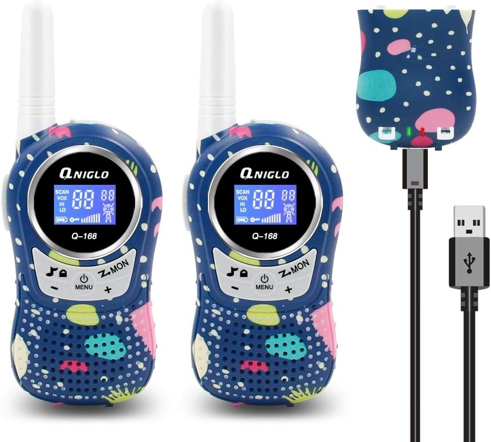 Kids Rechargeable Walkie Talkies 2 Pack Long Range VOX 8 Channel PMR