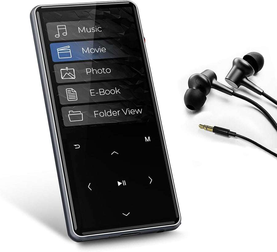 Bluetooth 5.0 128GB MP3 Player with 2.4″ Screen, Speaker & Recorder
