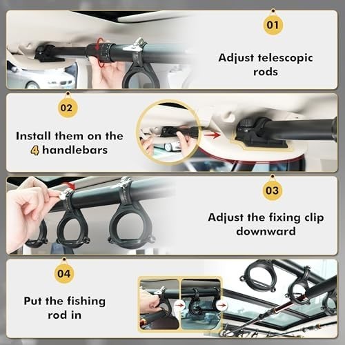 Fishing Rod Car Holder Roof Rack 5 Rod Adjustable Metal Storage