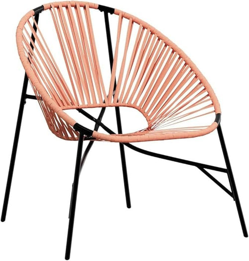 Outdoor Garden Egg Chair Black & Orange Rattan Seat – Comfortable & Durable