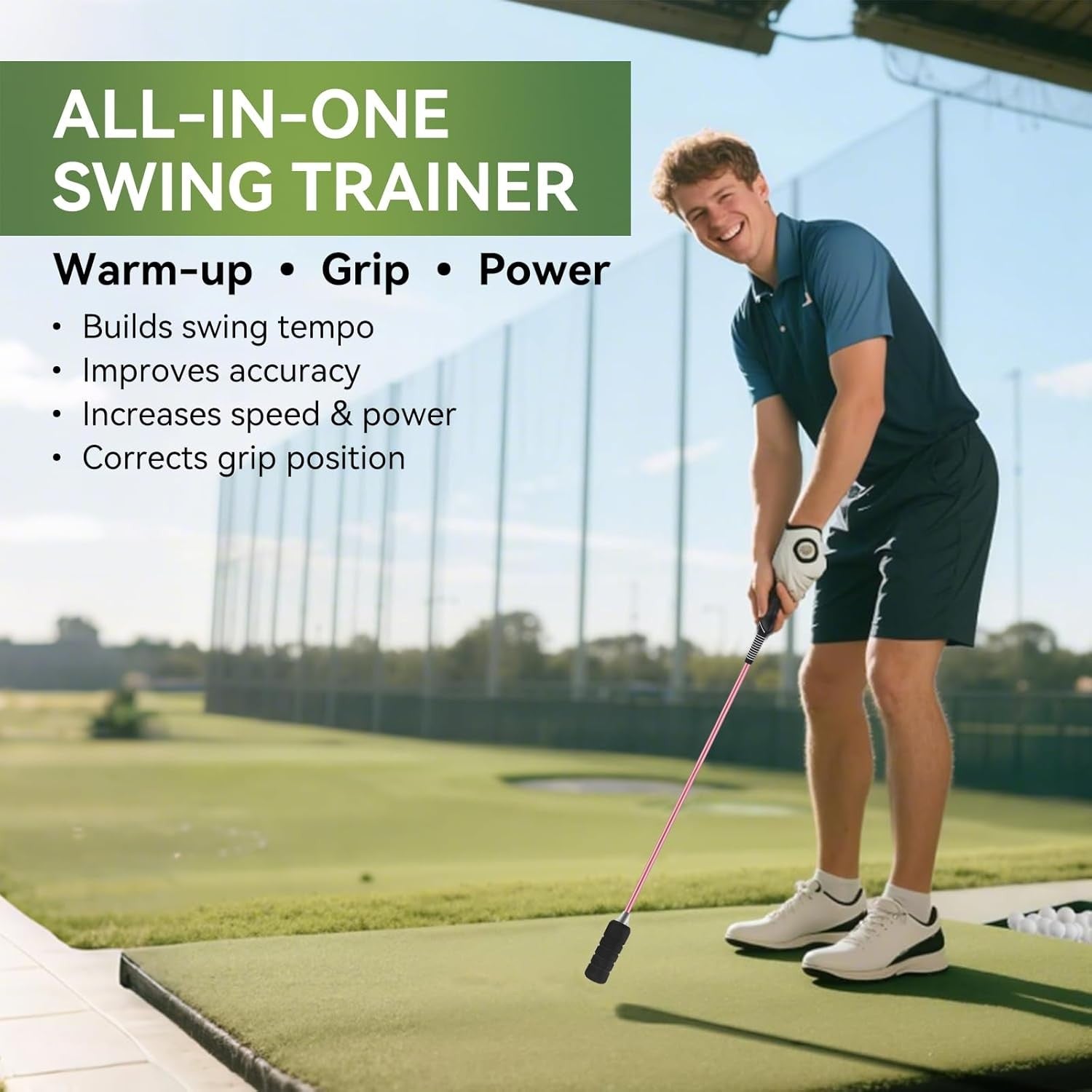 Golf Swing Tempo & Grip Trainer Click Stick Speed Aid