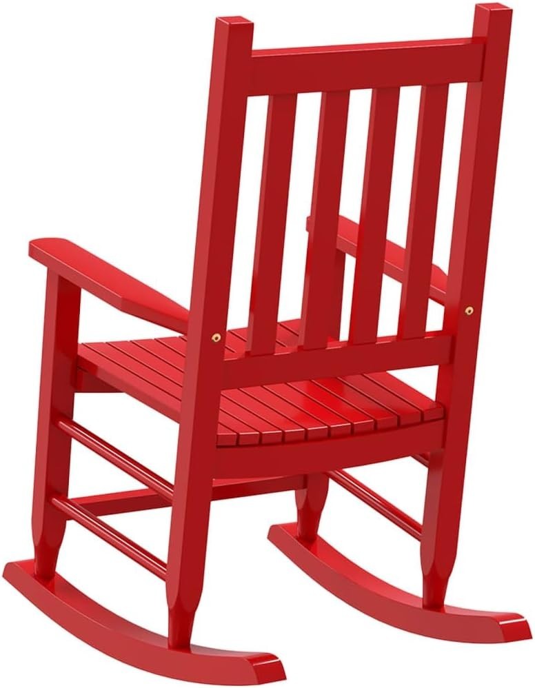 Red Wooden Rocking Chairs for Kids – Safe, Durable, Indoor/Outdoor Use, 2 Pack