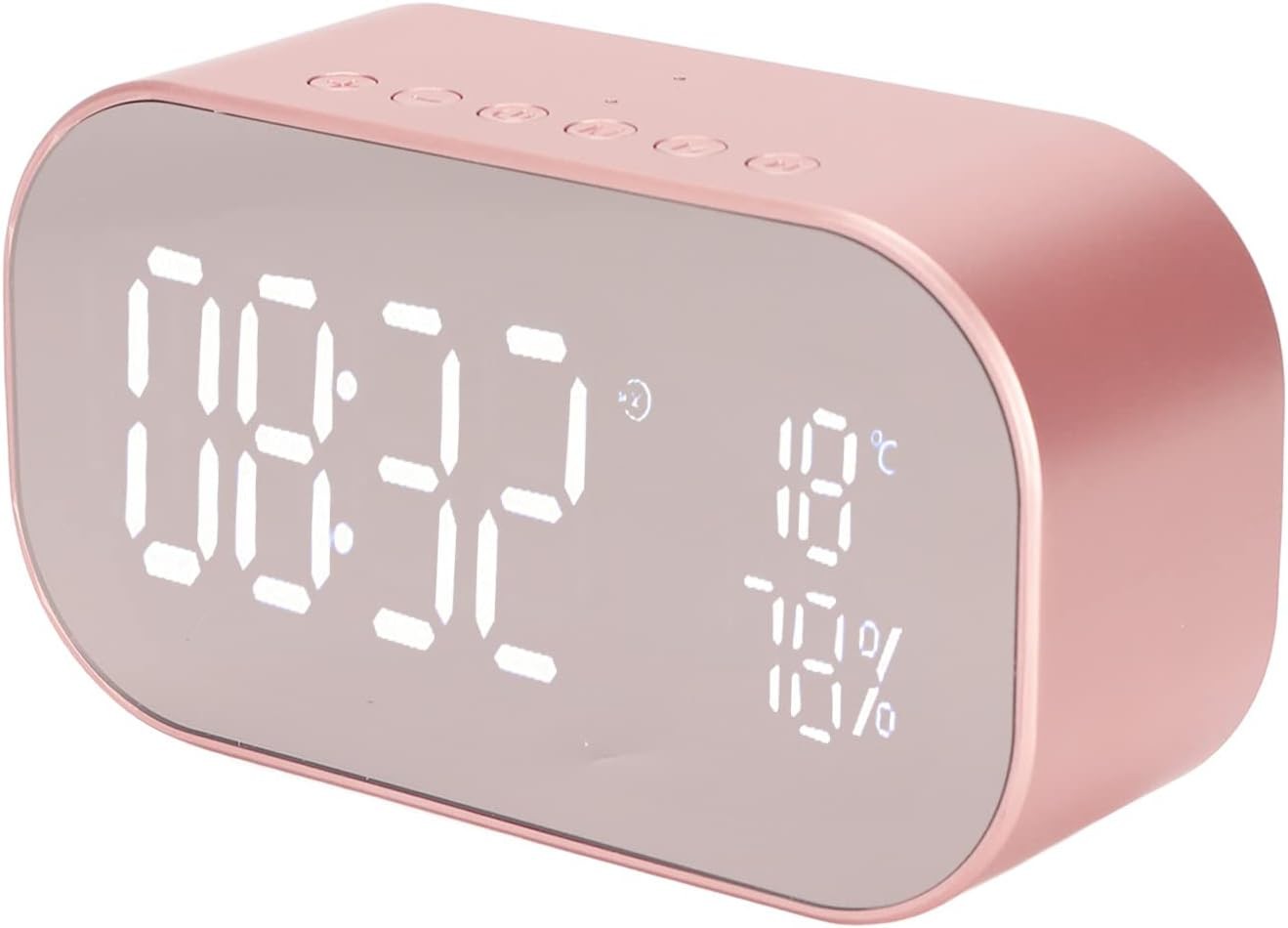 Digital Alarm Clock Radio Bluetooth Speaker FM Thermometer Rose Gold