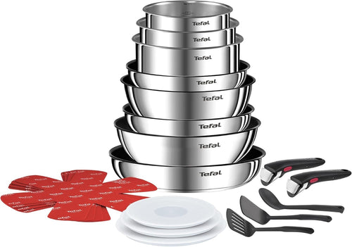 20Pcs Stackable Stainless Steel Cookware Set with Detachable Handles & Lids