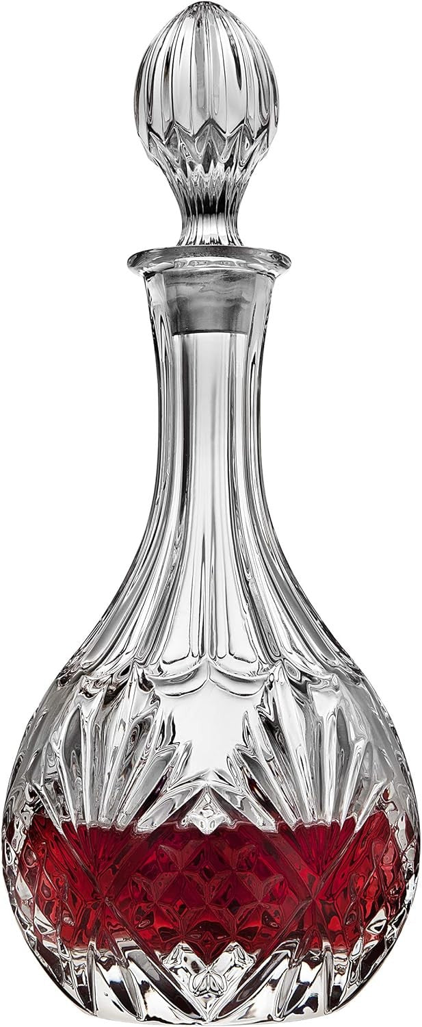 Crystal Wine Decanter 750ml Vintage Cut Glass Design Elegant Gift for Home Bar