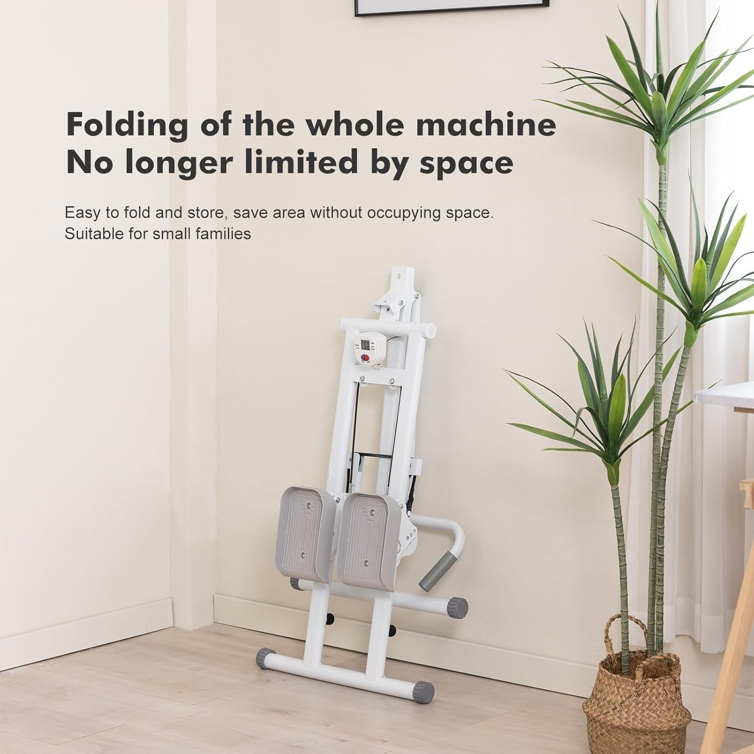 Vertical Climber Stepper for Home w/ LCD Monitor & Adjustable Pedals, 100kg