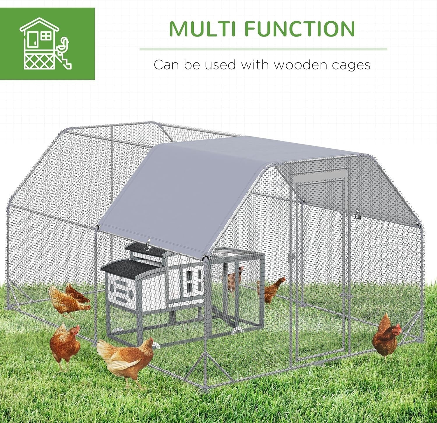 Extra Large Walk In Chicken Run with Roof Lockable Outdoor Enclosure 10–12 Hens