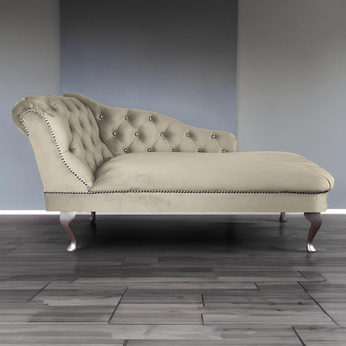 Tufted Cedar Velvet Chaise Lounge Sofa Left Hand – Handmade, Compact & Elegant
