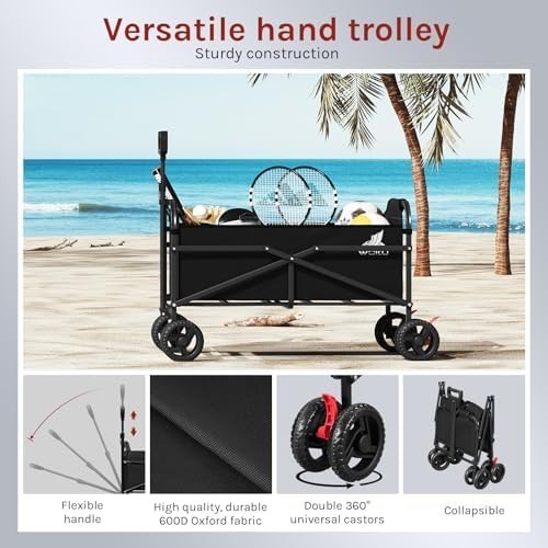 Folding Garden Trolley Wagon 80kg Heavy Duty Cart Beach Camping Wheels