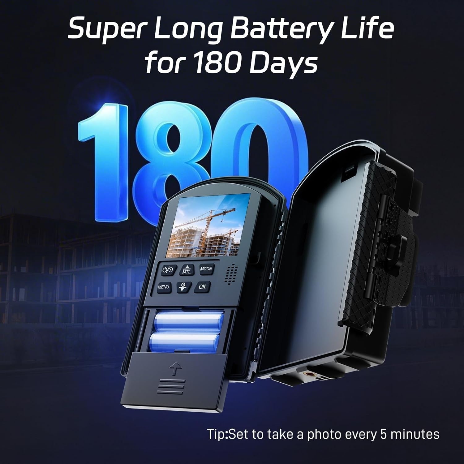 1080P Time Lapse Camera Outdoor Construction Waterproof 64GB Wide Angle