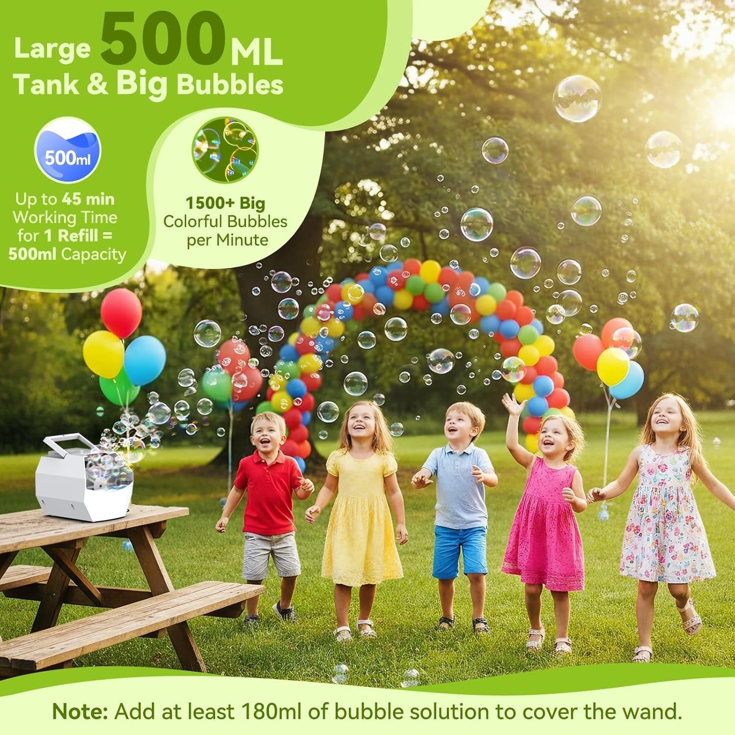 Bubble Machine 500ml Portable USB Battery Party Toy