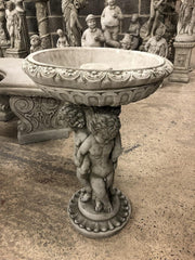 Three Cherub Concrete Stone Bird Bath 82cm Heavy Garden Ornament