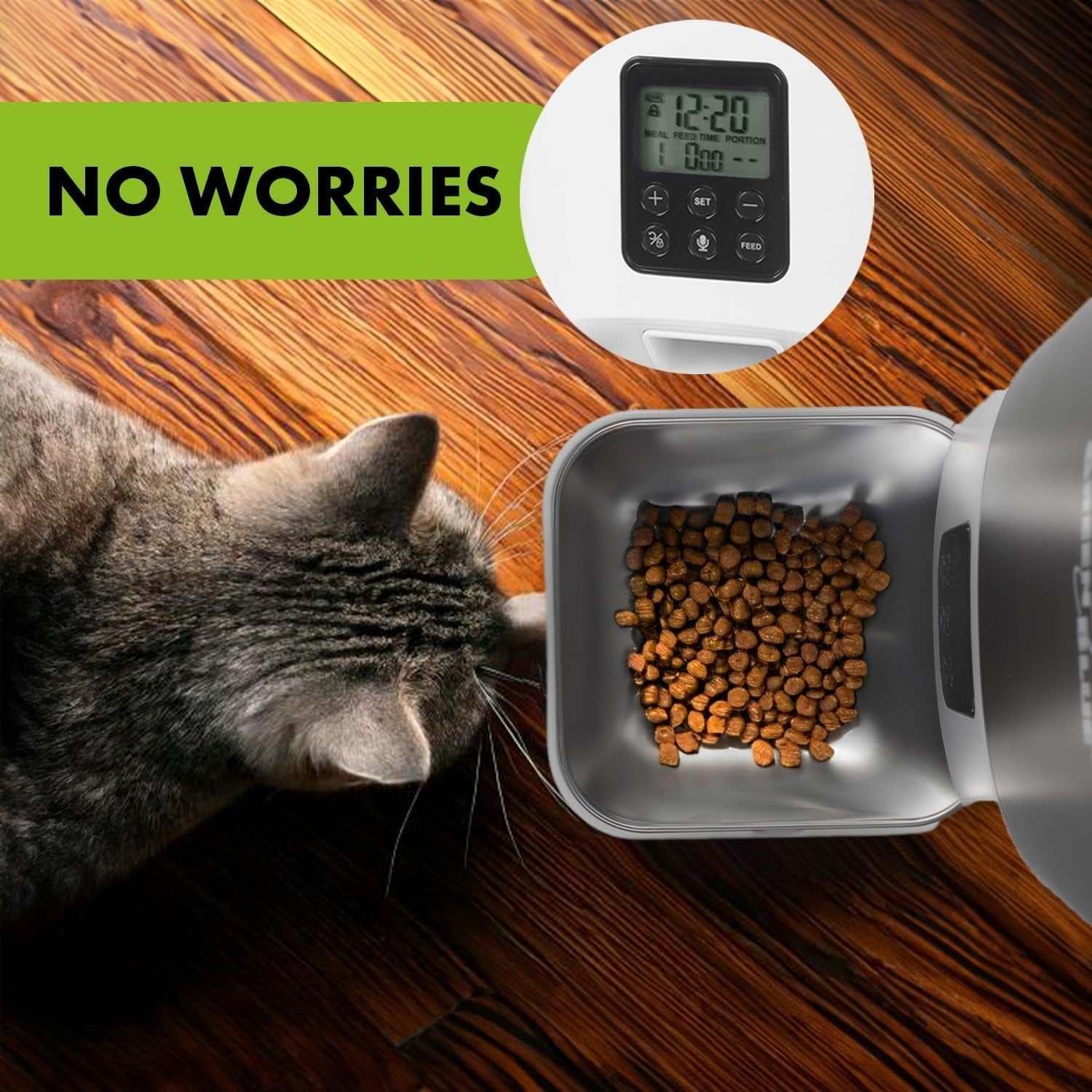 Automatic Pet Feeder 6L Food Dispenser LCD Timer 8 Meals Portion Control
