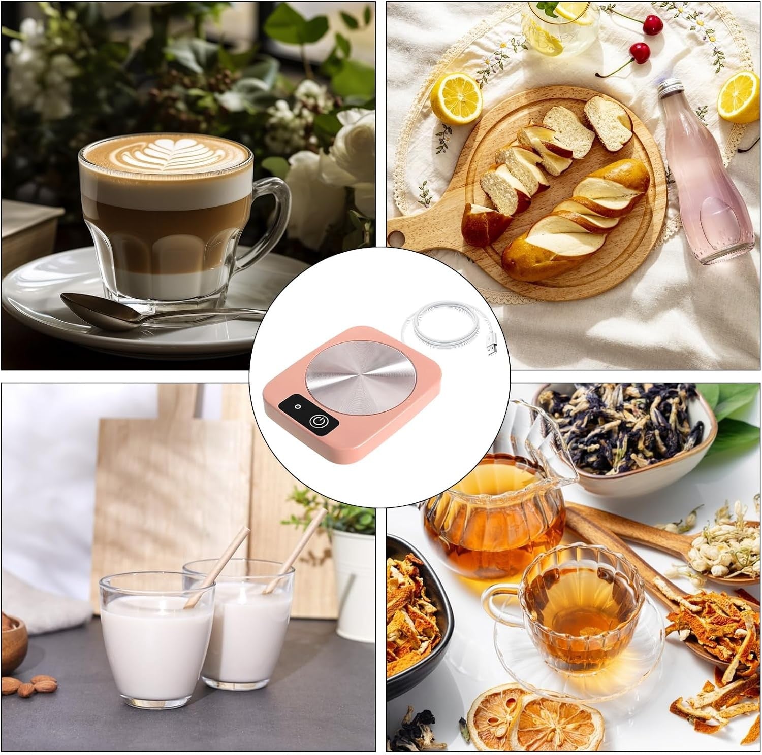 USB Coffee Mug Warmer 55°C Aluminum Heat Plate Pink
