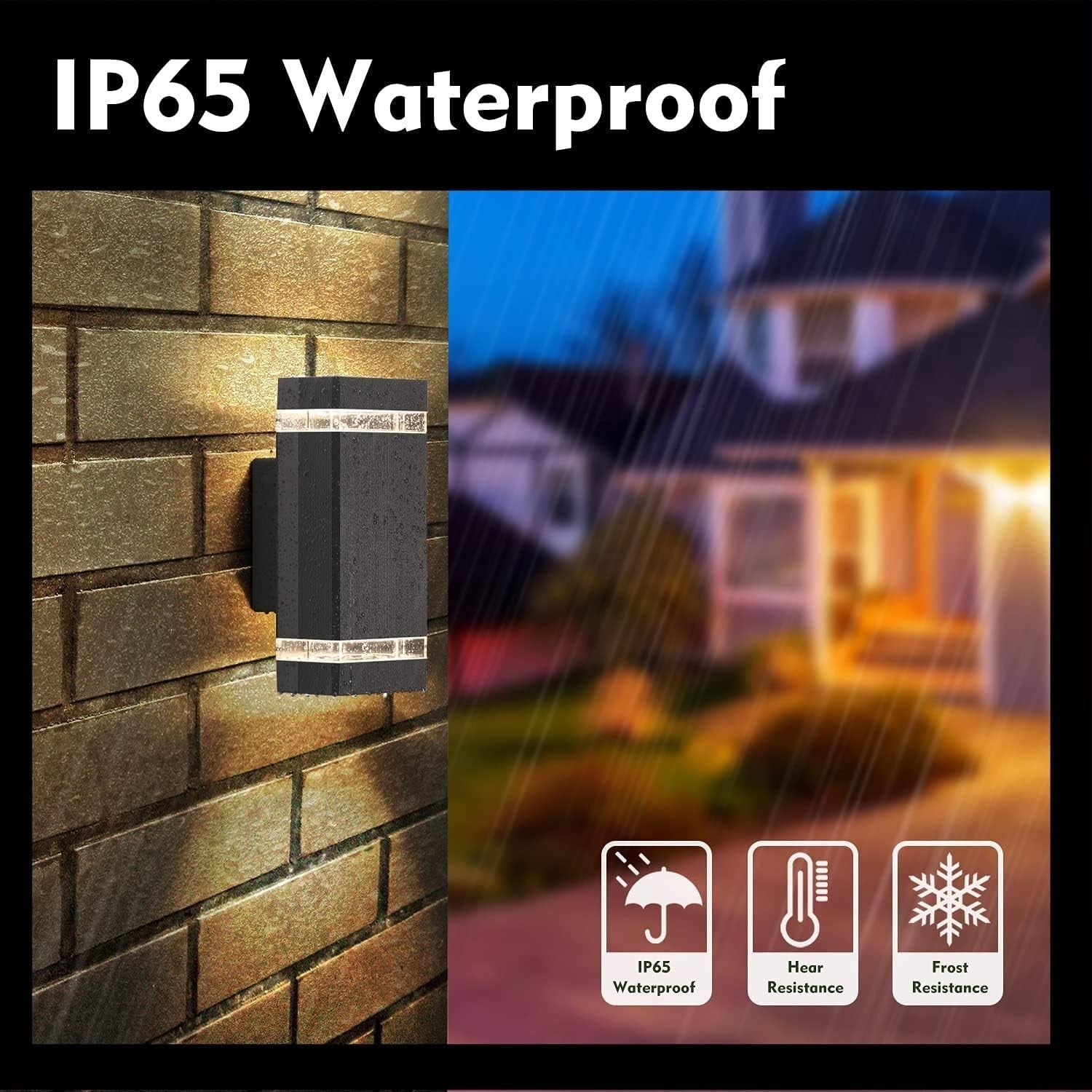 Waterproof Outdoor Wall Lights IP65, Up Down LED Porch Sconce 3000K