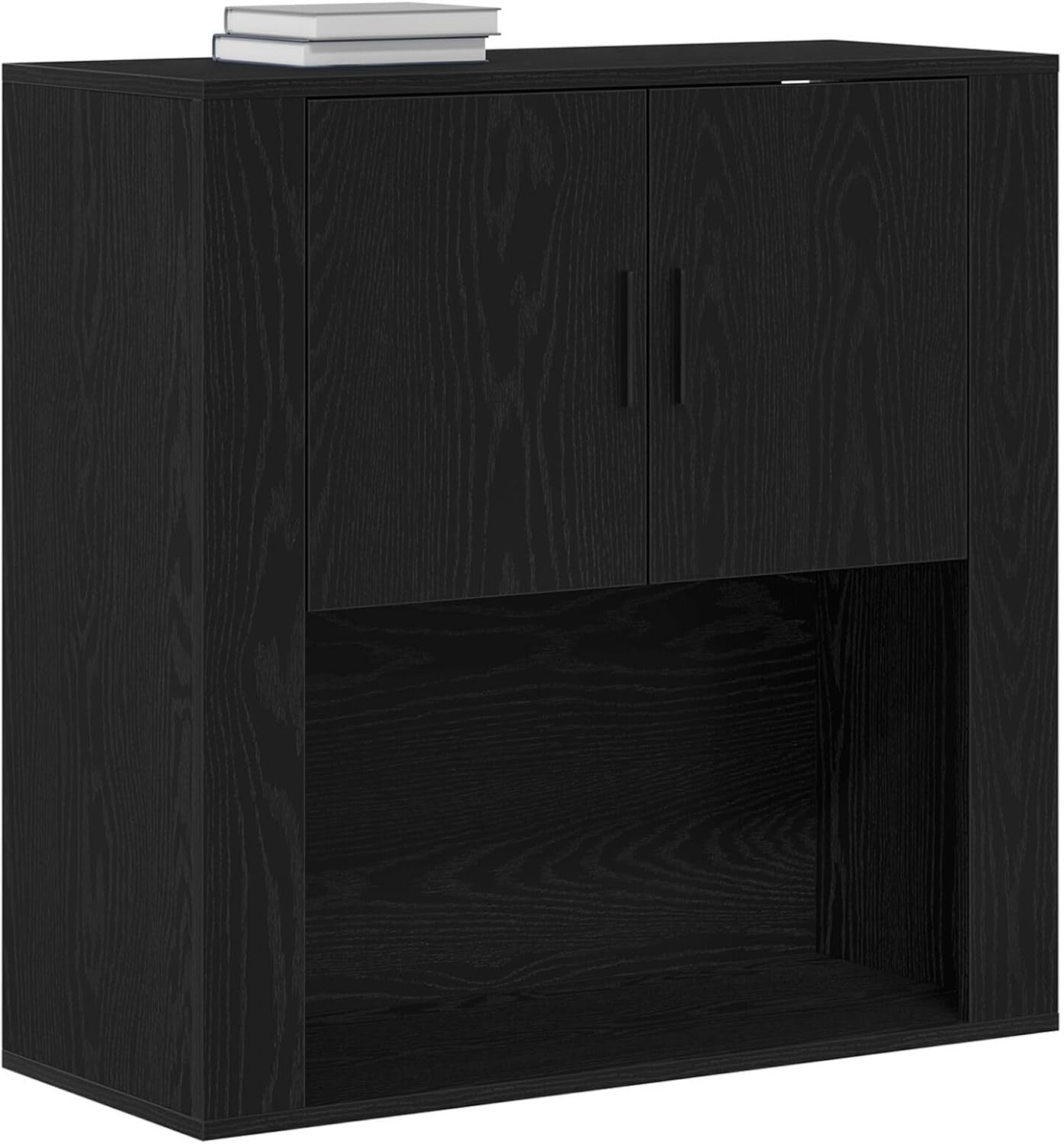 Wall-Mounted Black Oak Entryway Cabinet with Storage & Dust-Resistant Matte Fini