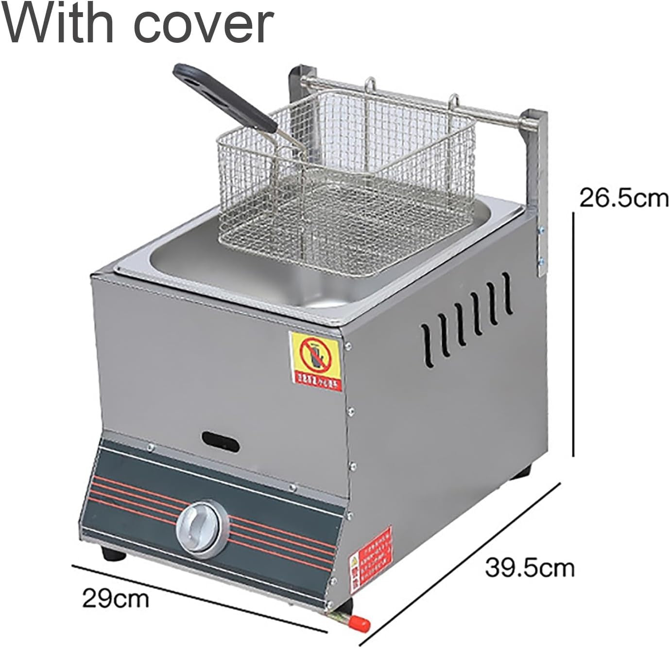 Commercial Gas Deep Fryer 8L Stainless Steel Countertop Basket Lid