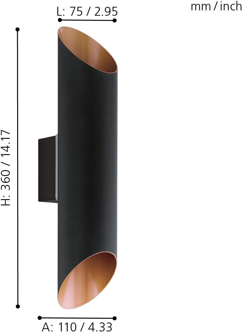 Waterproof Outdoor Wall Light Up Down Spotlight Black Copper IP44