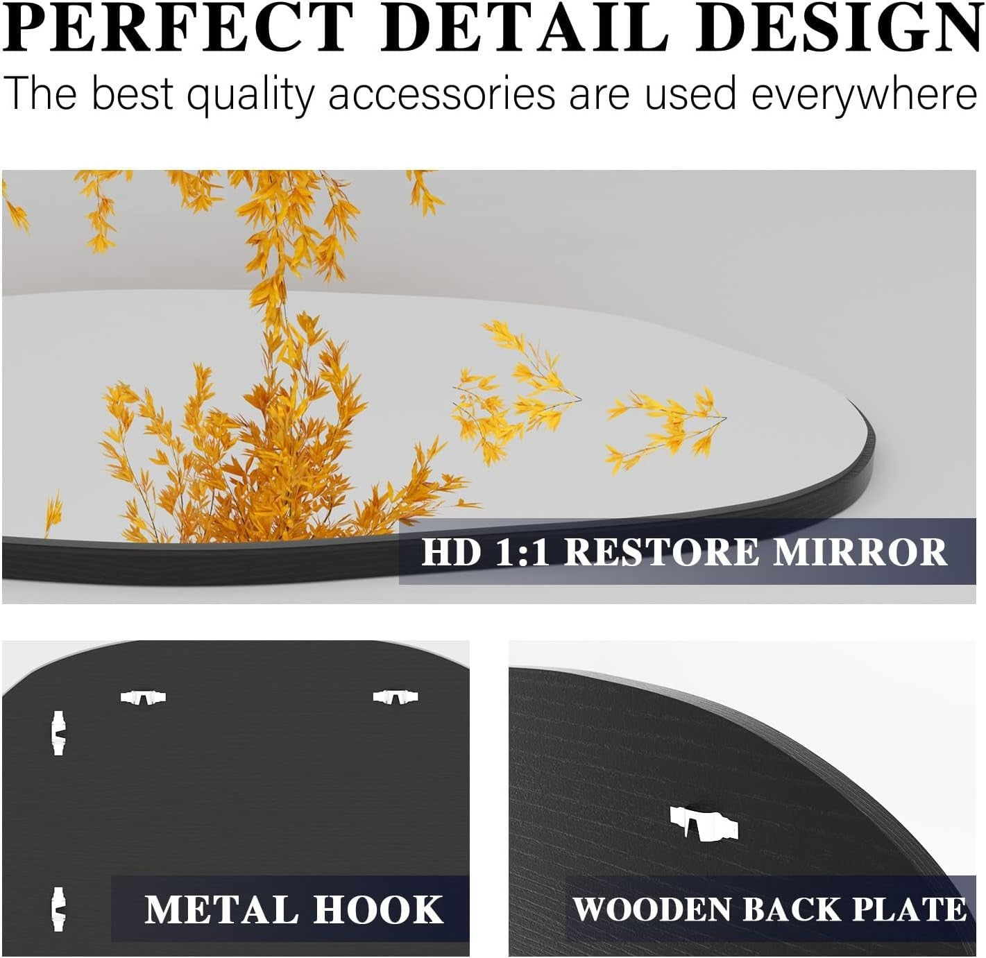 Irregular Wall Mirror 85x52cm Asymmetrical Hanging Mirror for Hallway