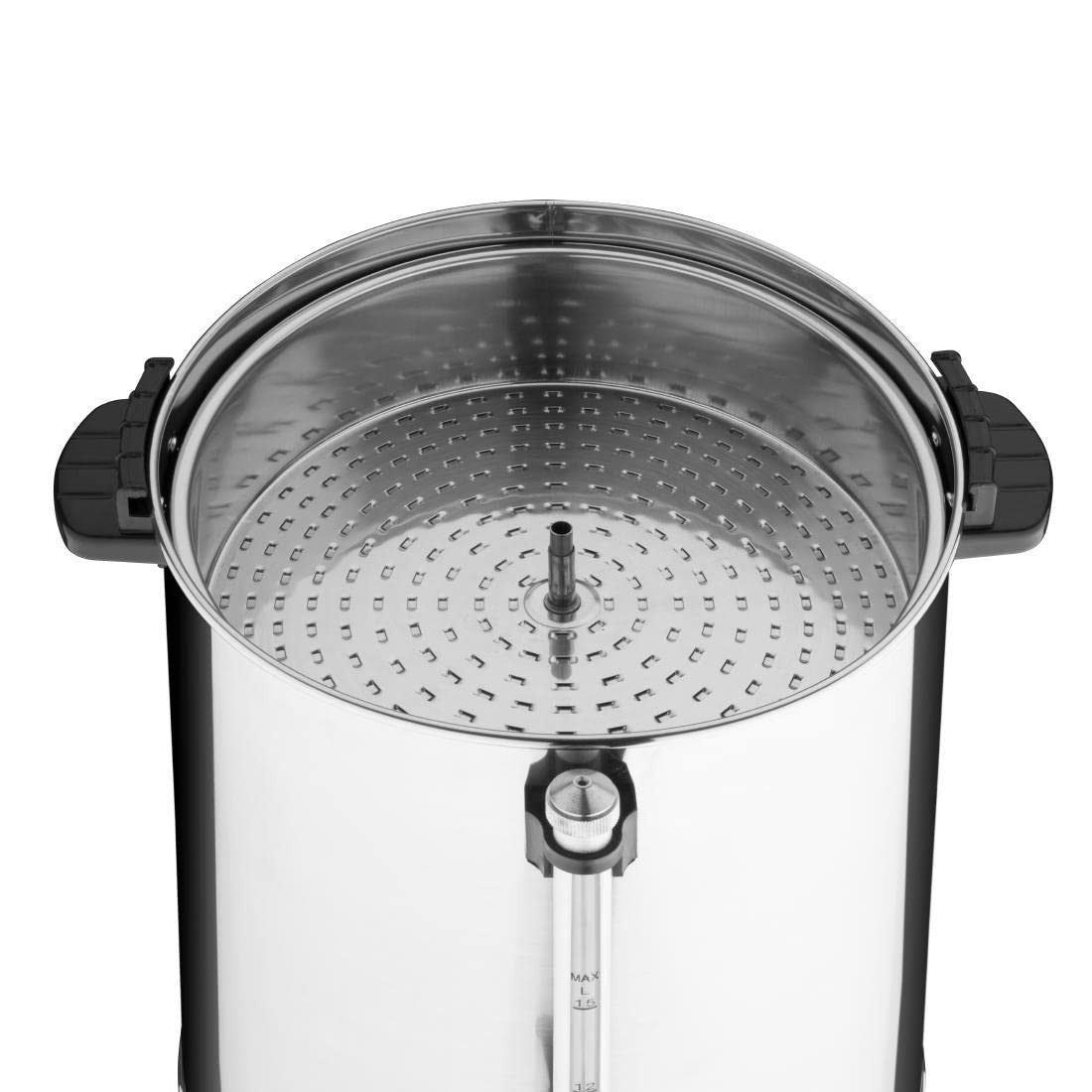 Large 15L Coffee Percolator | 100 Cup Capacity | Drip Tray | Safety Lock