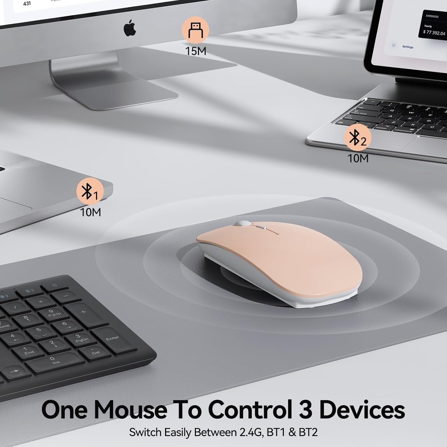 Rechargeable Bluetooth Mouse 4800 DPI Slim Silent USB-C Wireless
