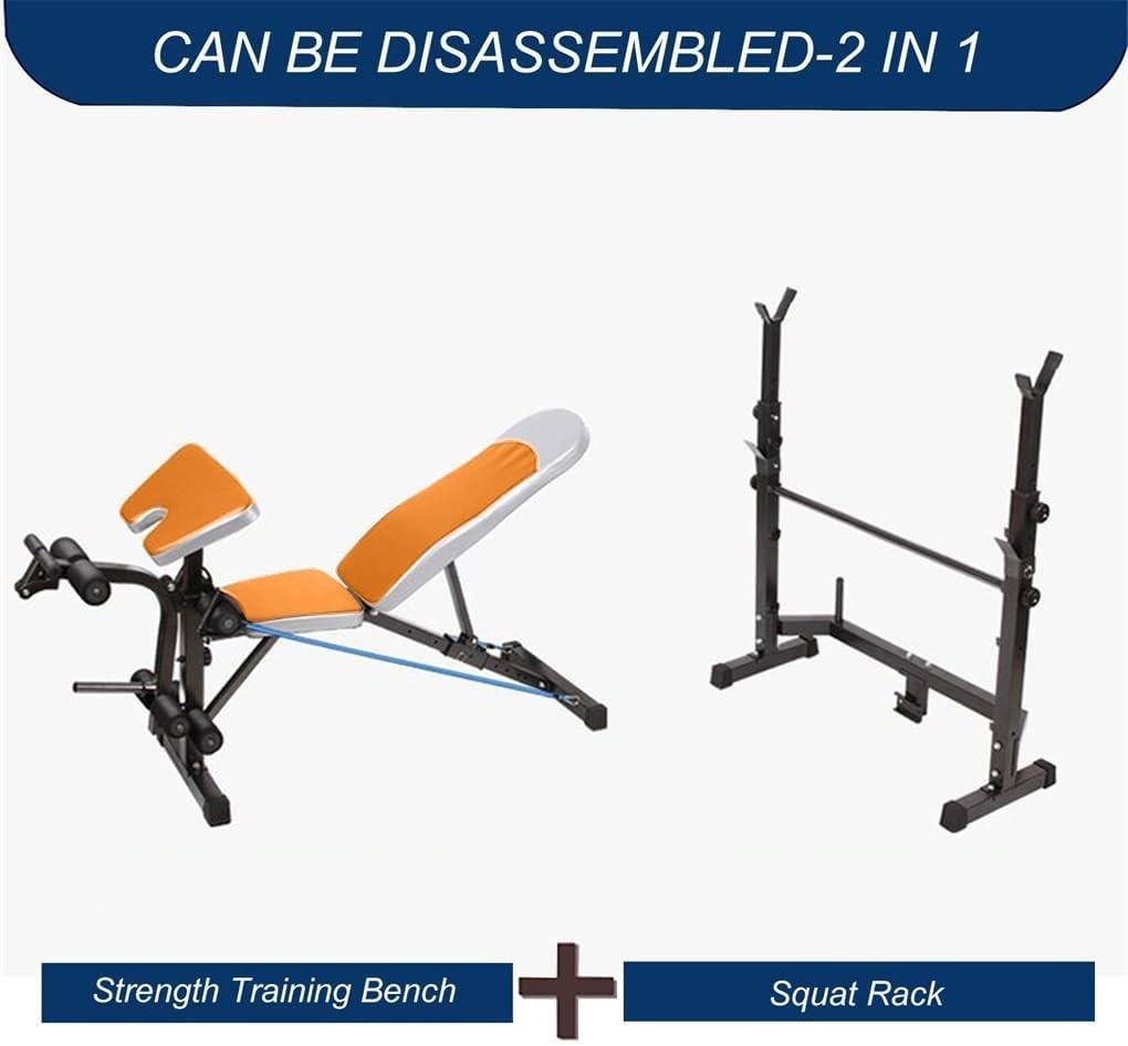 Adjustable Weight Bench with Squat Rack Leg Extension Full Home Gym