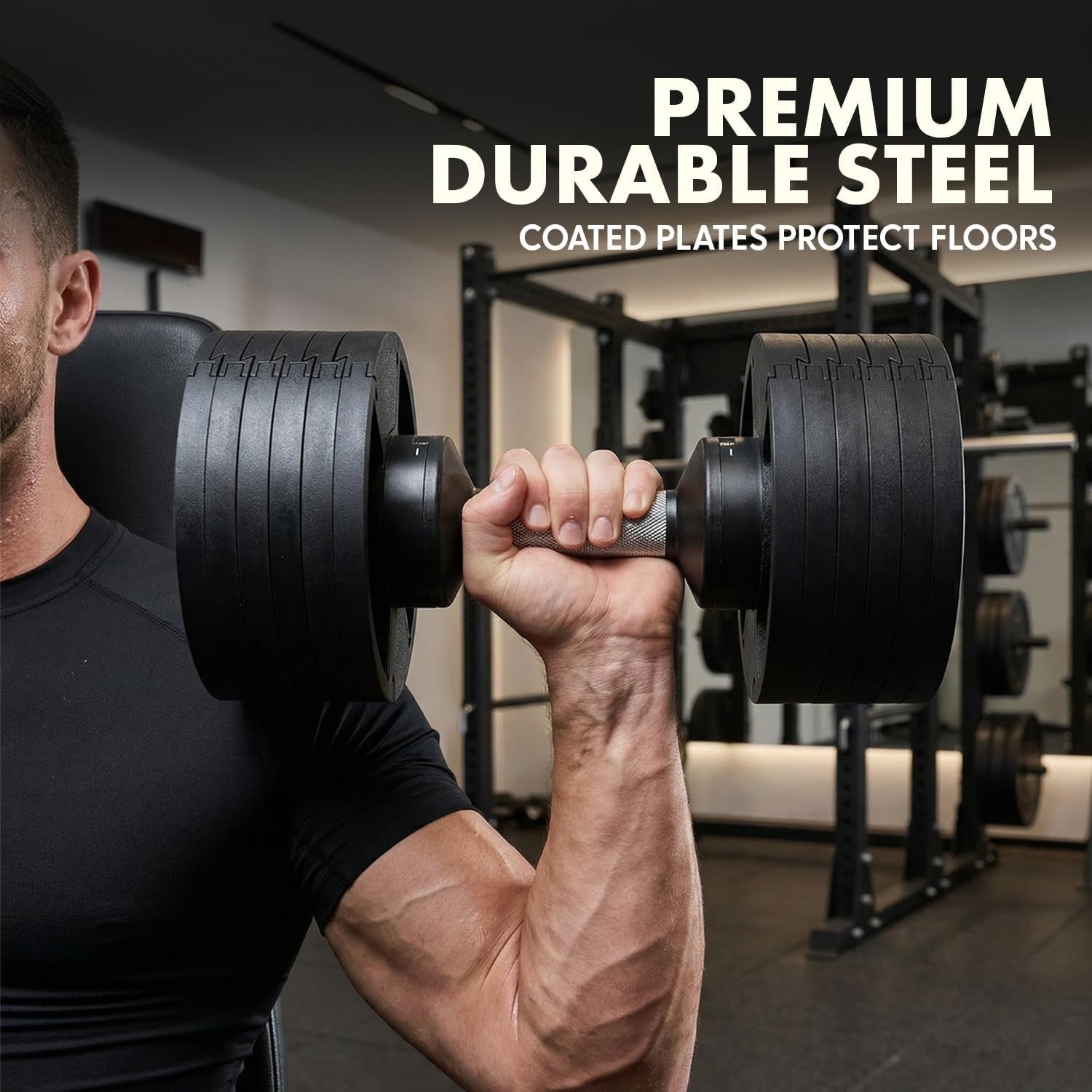 45lb Adjustable Dumbbell Fast Dial Space Saving Non Slip Home Gym
