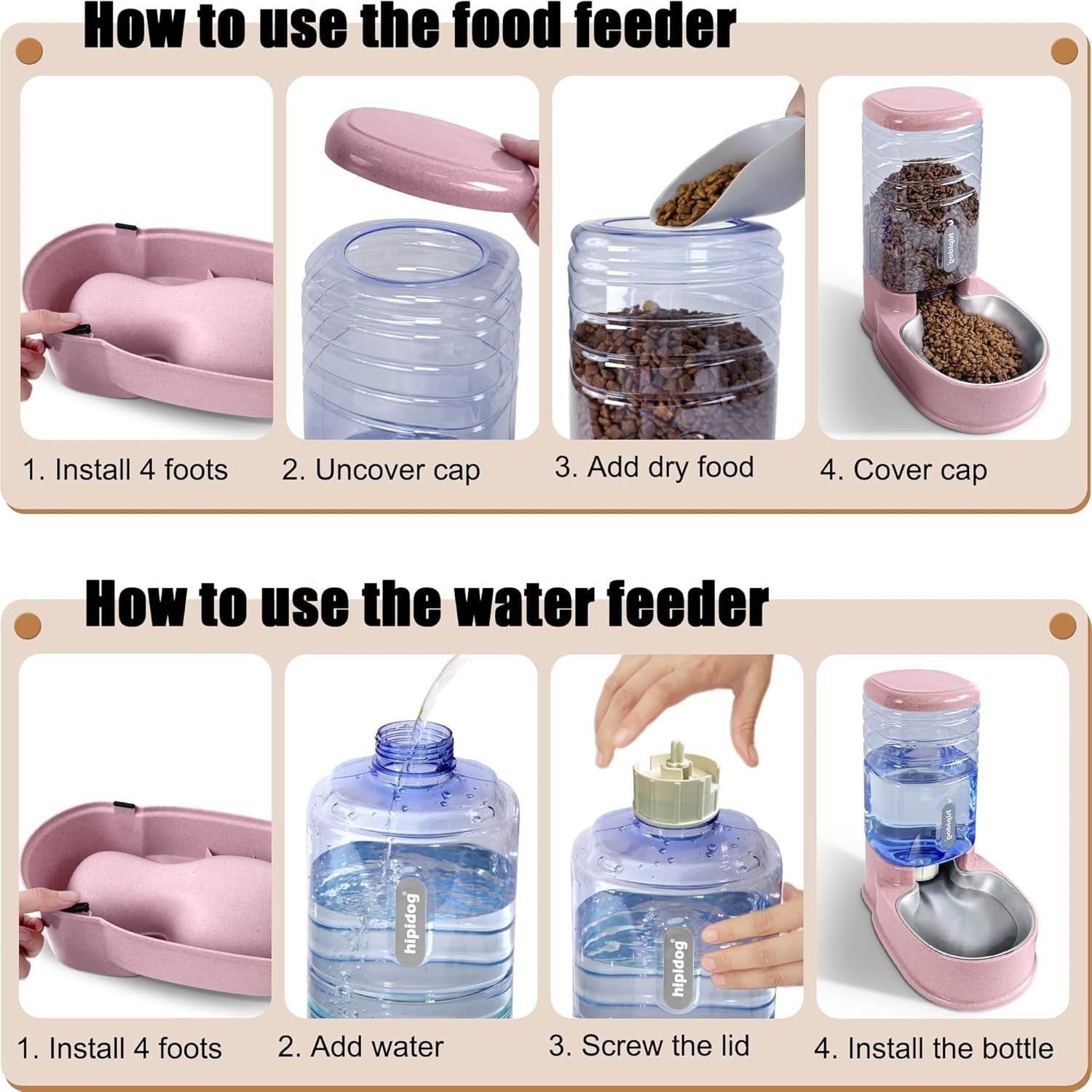 Gravity Pet Feeder Water Dispenser Set 3.8L Food Water Station