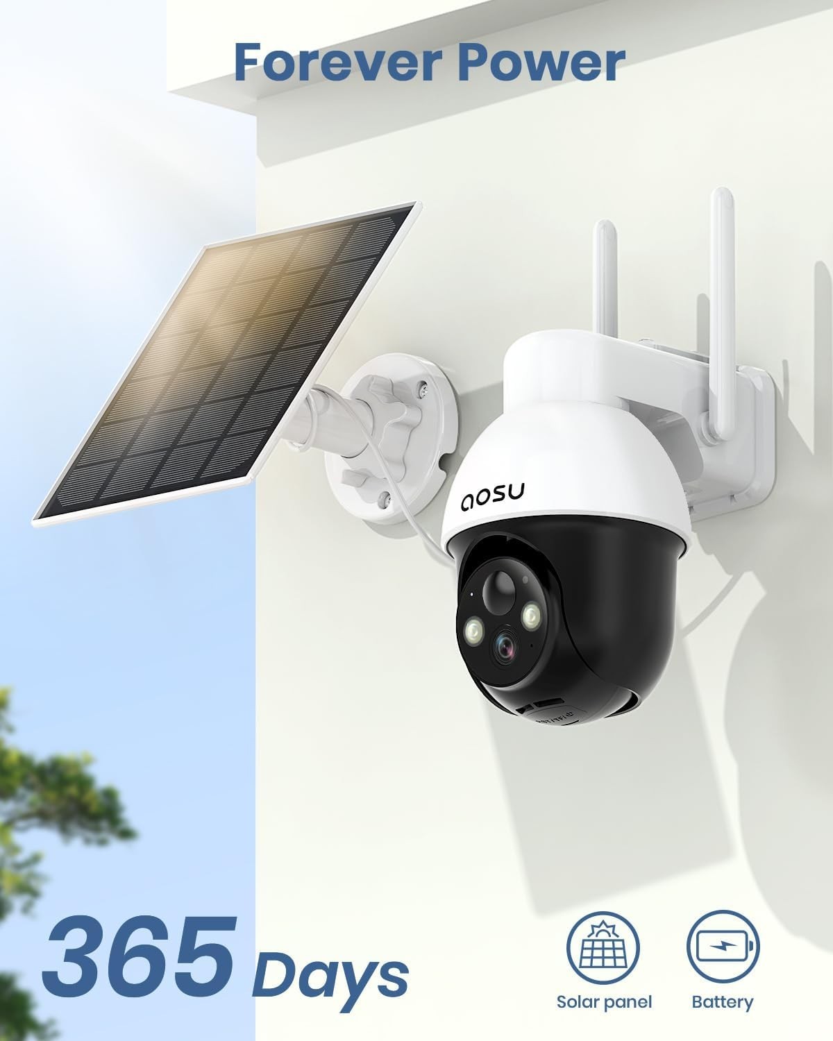 2 Pack Solar Security Cameras Wireless PTZ 2K Auto Tracking WiFi