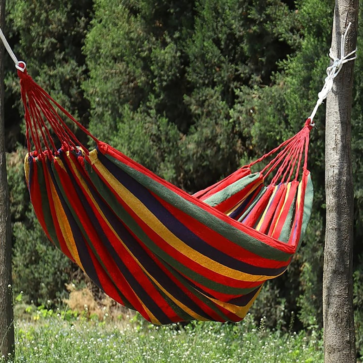 Portable Single & Double Camping Hammock, Lightweight Canvas Travel Outdoor