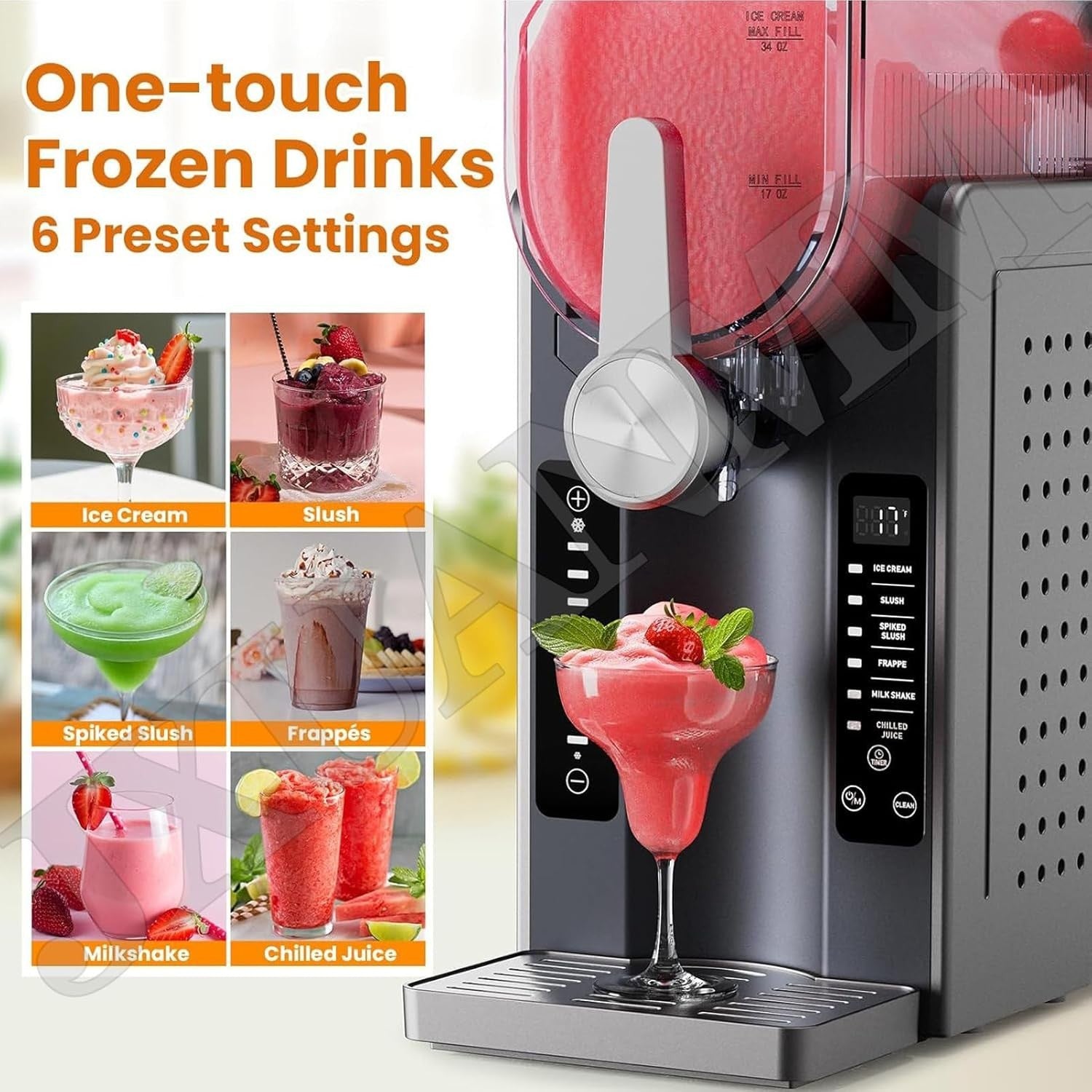 Slushie Machine No Ice Frozen Drink Maker 2.5L Auto Clean 6 Presets