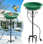 Heated Bird Bath with Metal Stand – 100W Thermostat Outdoor Water Feeder