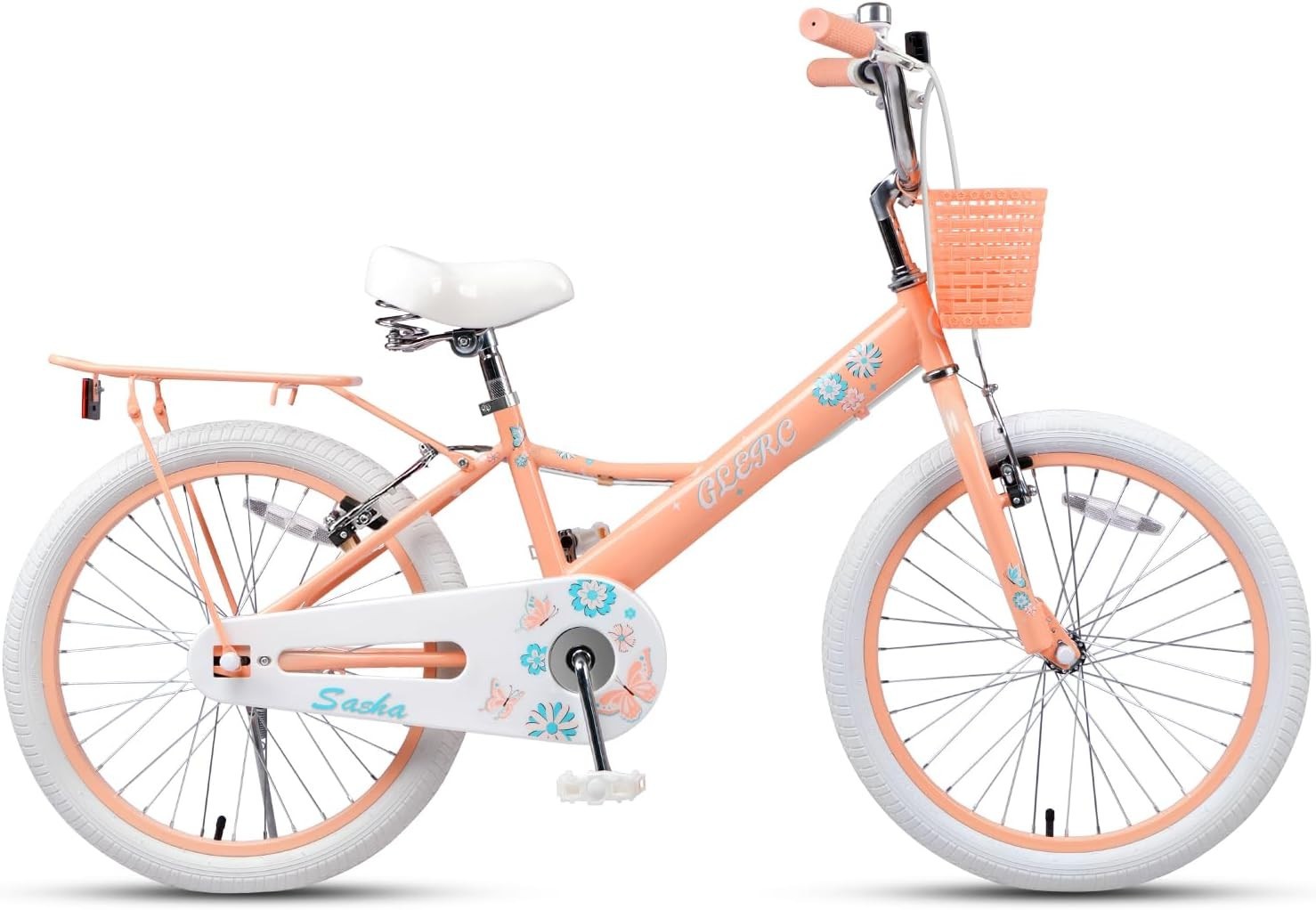 20 Inch Girls Kids Bike Bicycle Basket Rear Rack Kickstand Age 7-13