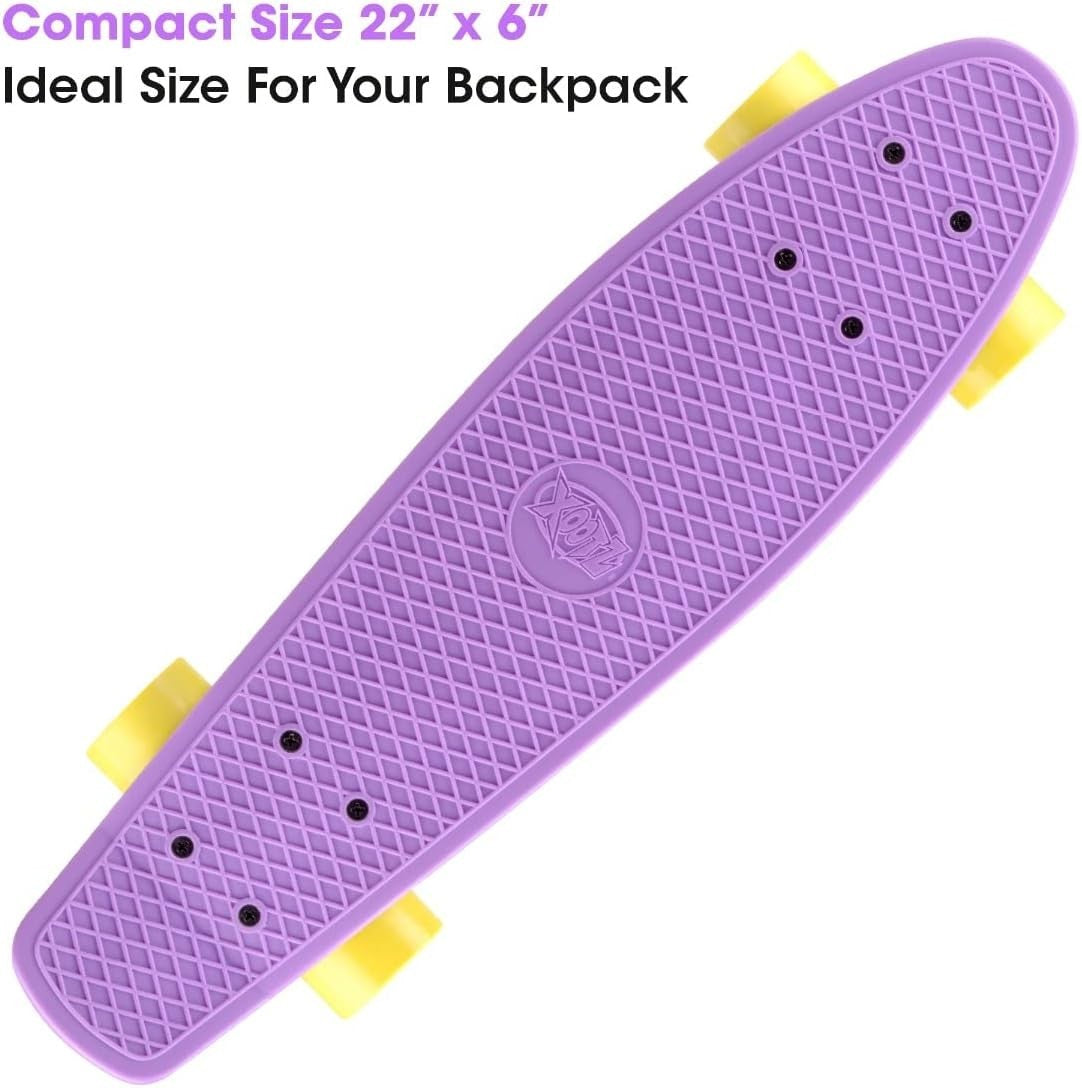 Kids 22" Retro Cruiser Skateboard Mini Plastic Single Kick Beginner Pink