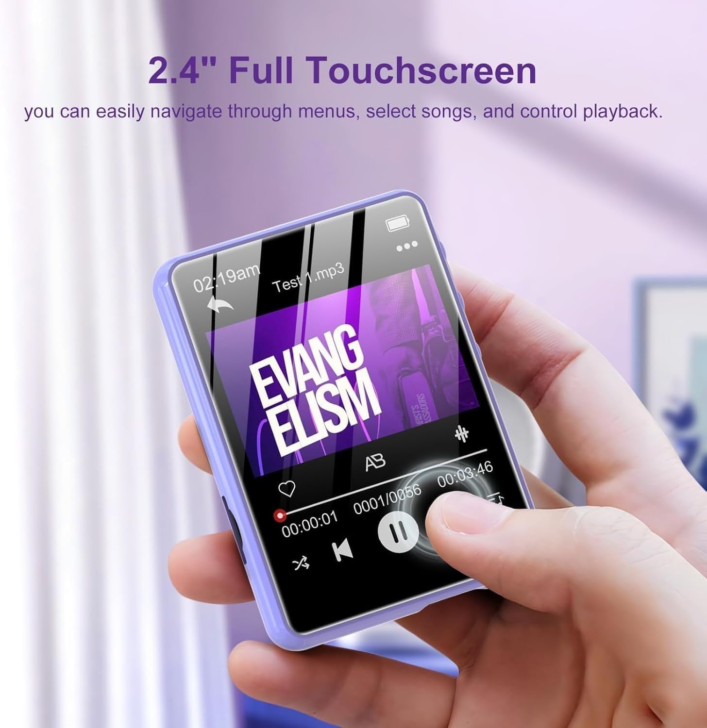 128GB MP3 Player Bluetooth 5.4 2.4" Touch FM Speaker HiFi