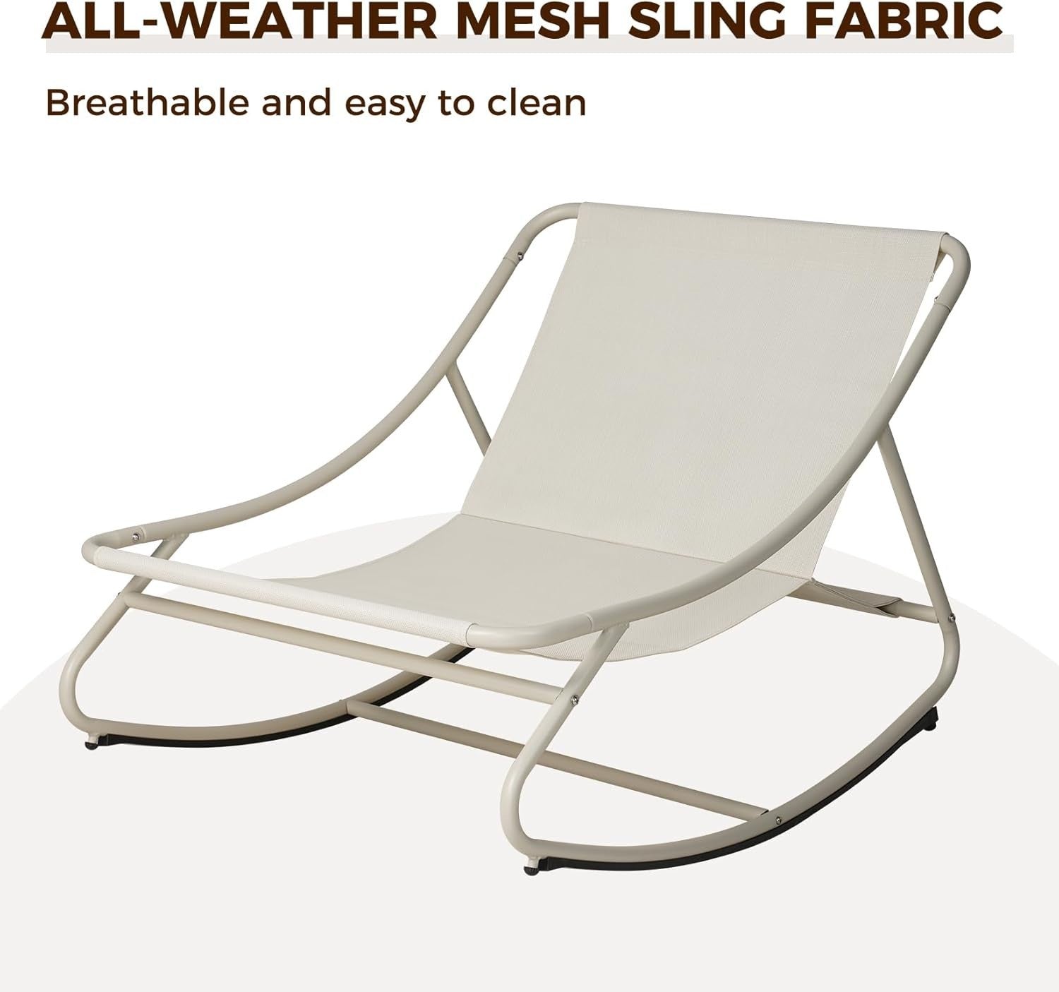 Outdoor Rocking Chair with Cushion Adjustable Rattan Patio Lounger Seat