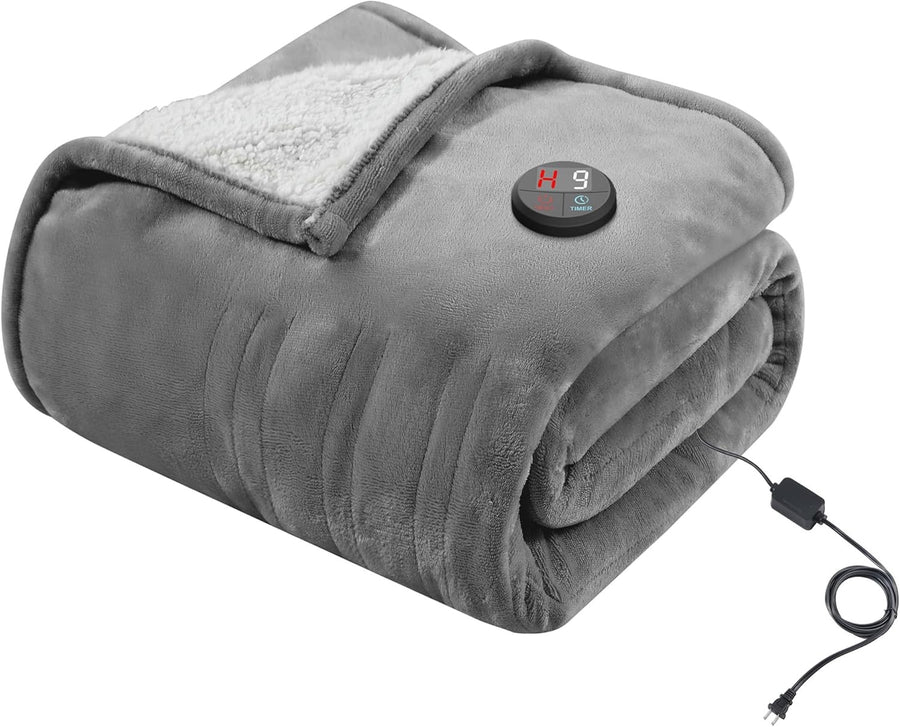 Electric Heated Throw Blanket 130x160cm 10 Heat Levels Auto Off Washable