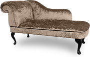 Shimmer Velvet Chaise Lounge Sofa Stone – Left Hand, UK Handmade