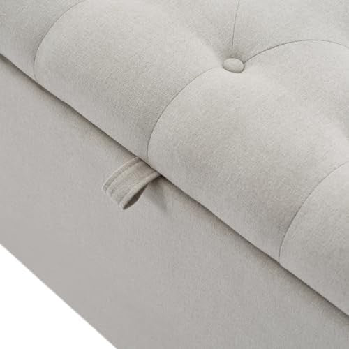 ModernLuxe Ottoman Storage Bench Upholstered Linen Footstool 135x41x42cm