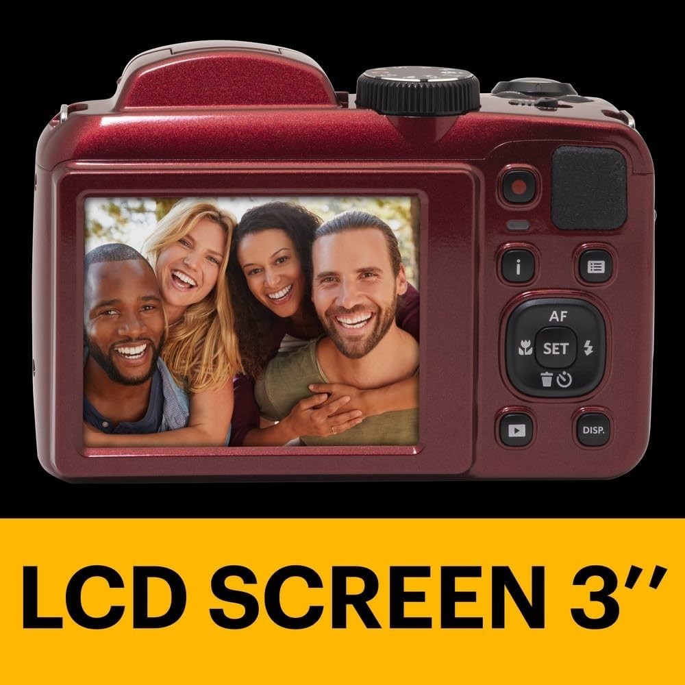 16MP Bridge Camera 25X Optical Zoom HD Video Wide Angle Red Camera