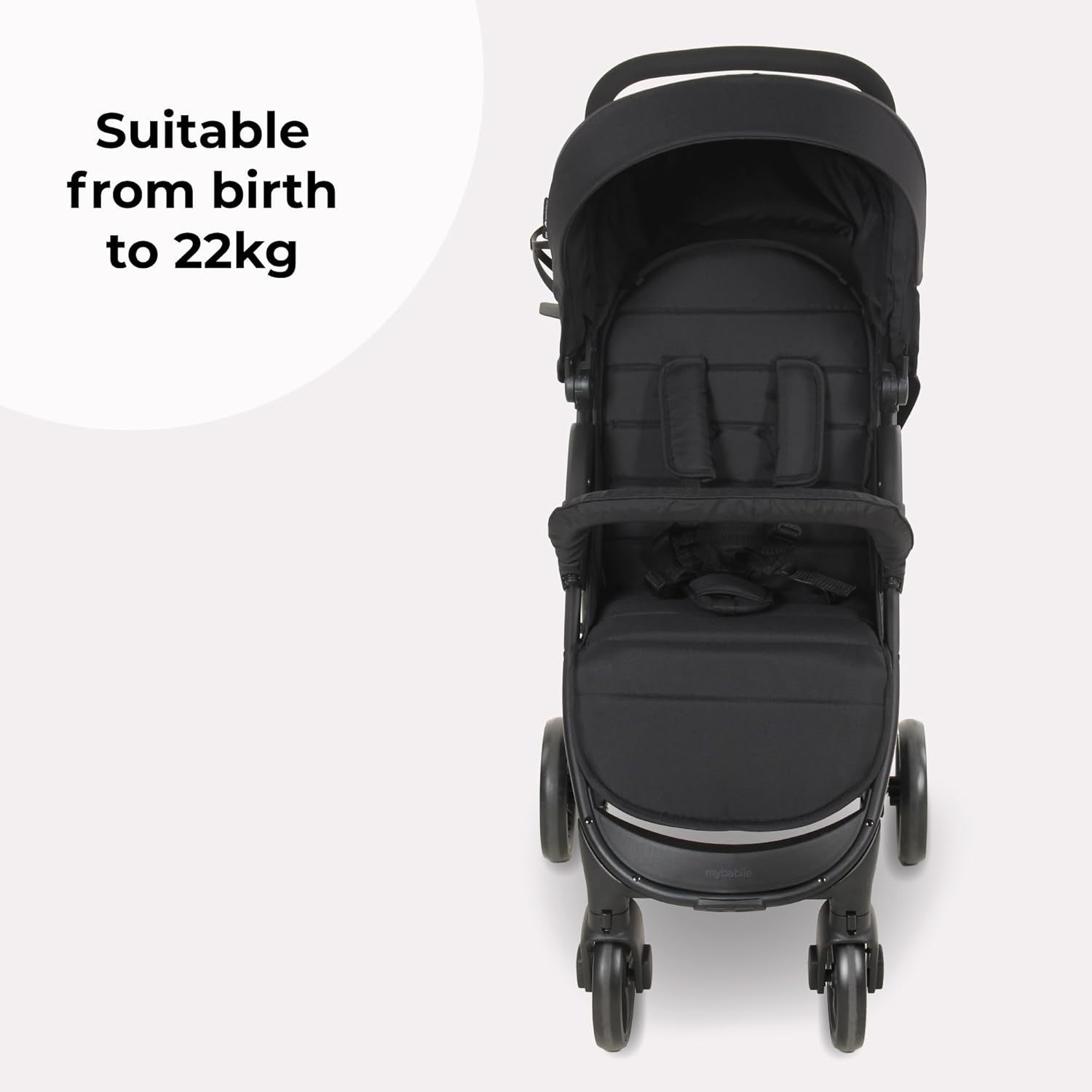 Compact Baby Pushchair Easy Fold Stroller from Birth to 4 Years 22kg Black