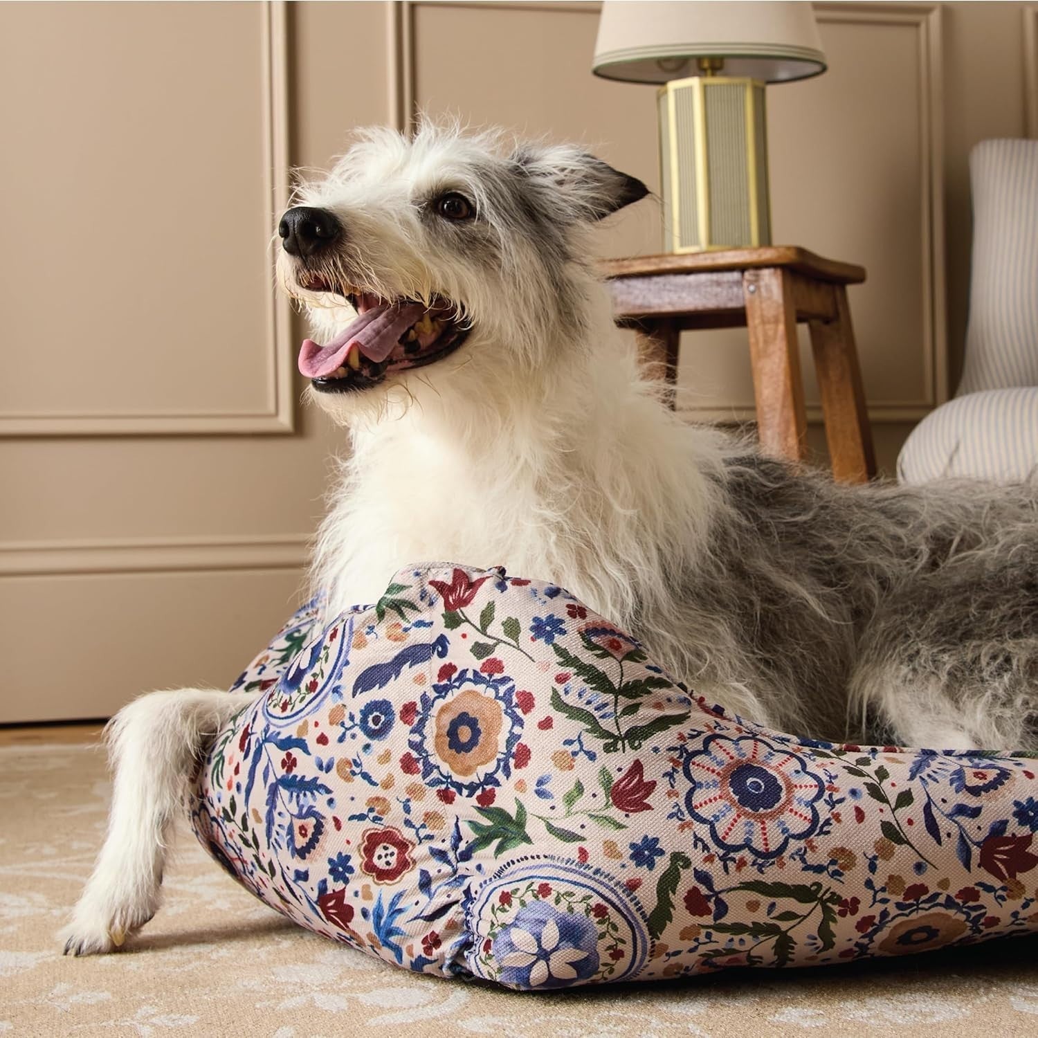 Large Luxury Dog Bed 80x62x27cm Washable Floral