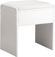 White PU Padded Vanity Stool – Compact Makeup Seat for Bedroom 40×40×26cm