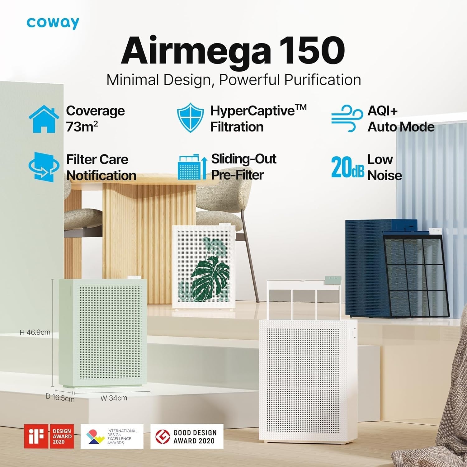 Quiet HEPA Air Purifier 99.999% Nano Filter 20dB Allergy Bedroom