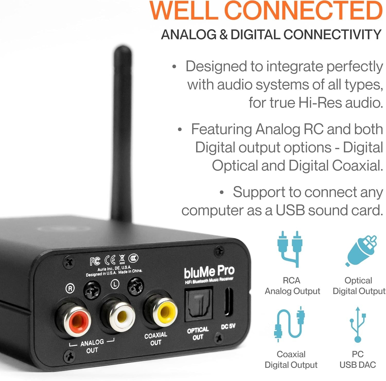 HiFi Bluetooth 5.3 Receiver Black Long Range LDAC aptX HD OLED