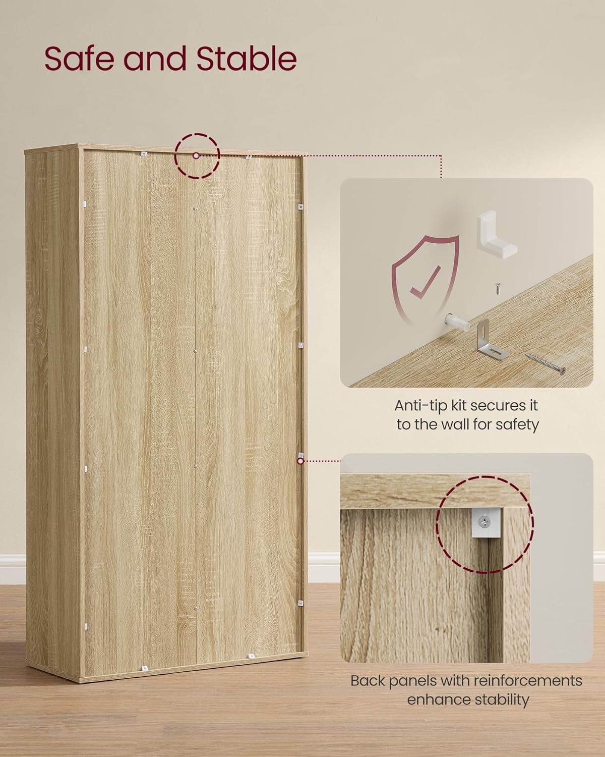 8-Cube Oak Bookcase | Tall Storage Shelf Unit for Living Room Office Bedroom